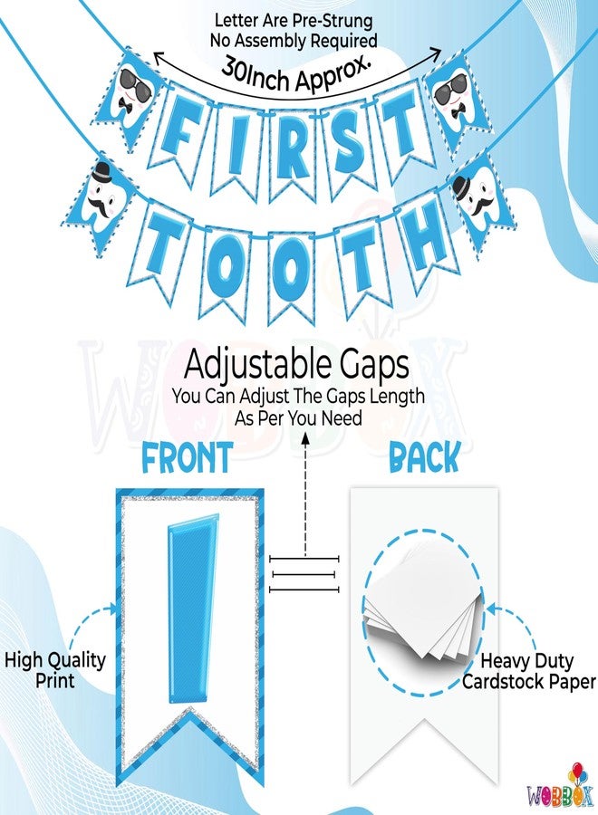 ووبوكس لافتة ووبوكس لزينة السن الأول، لون أزرق، خط أنيق، زينة السن الأول، زينة عيد ميلاد سعيد - Image 3